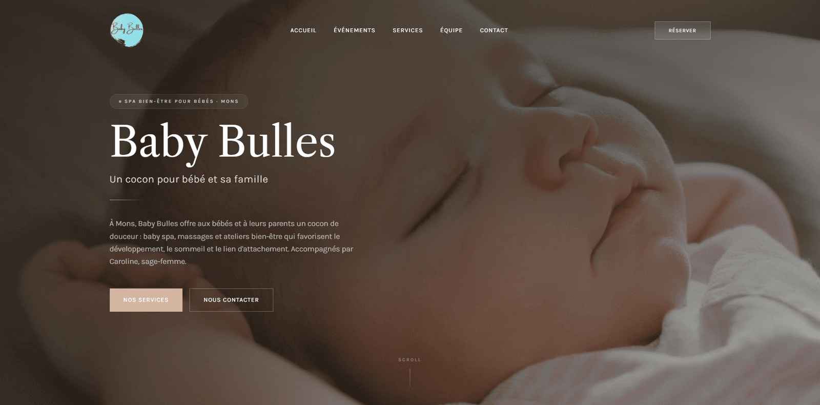 Baby Bulles — Site vitrine pour un spa bébé et centre de bien-être à Mons