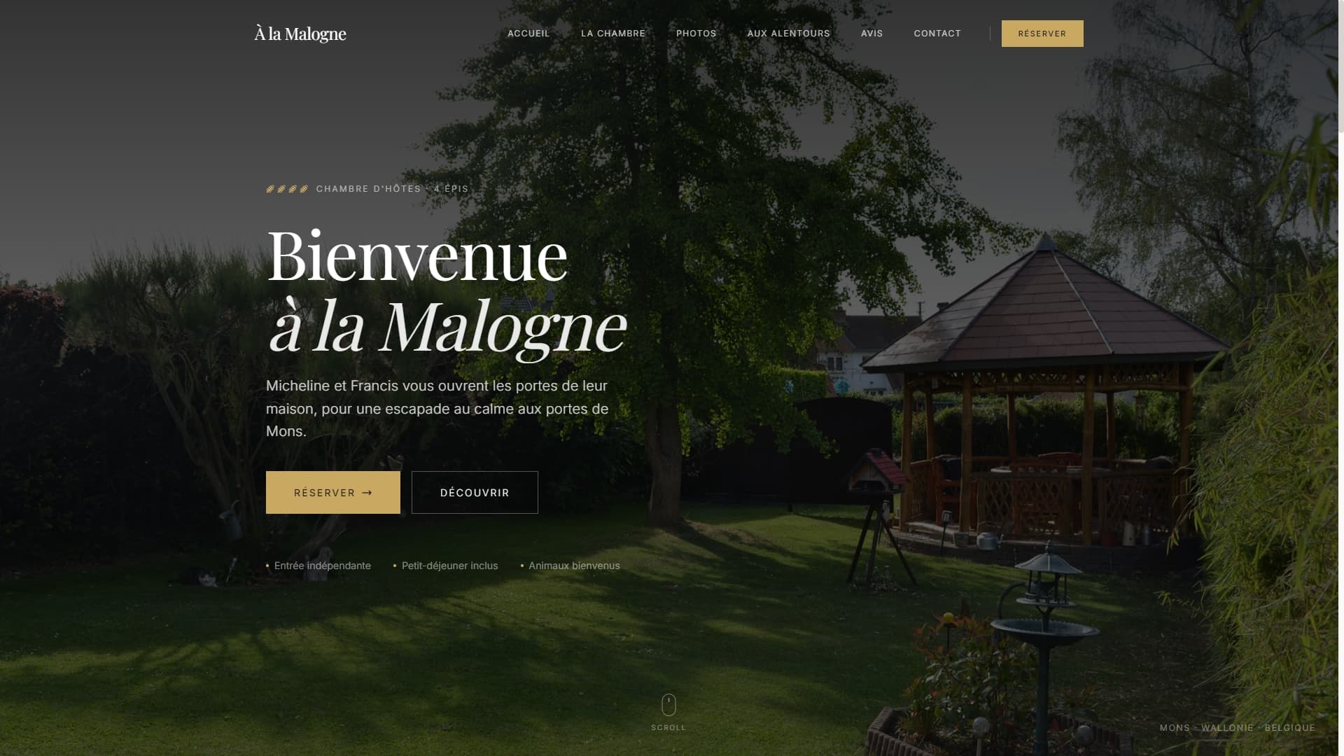 Hero section avec photo immersive