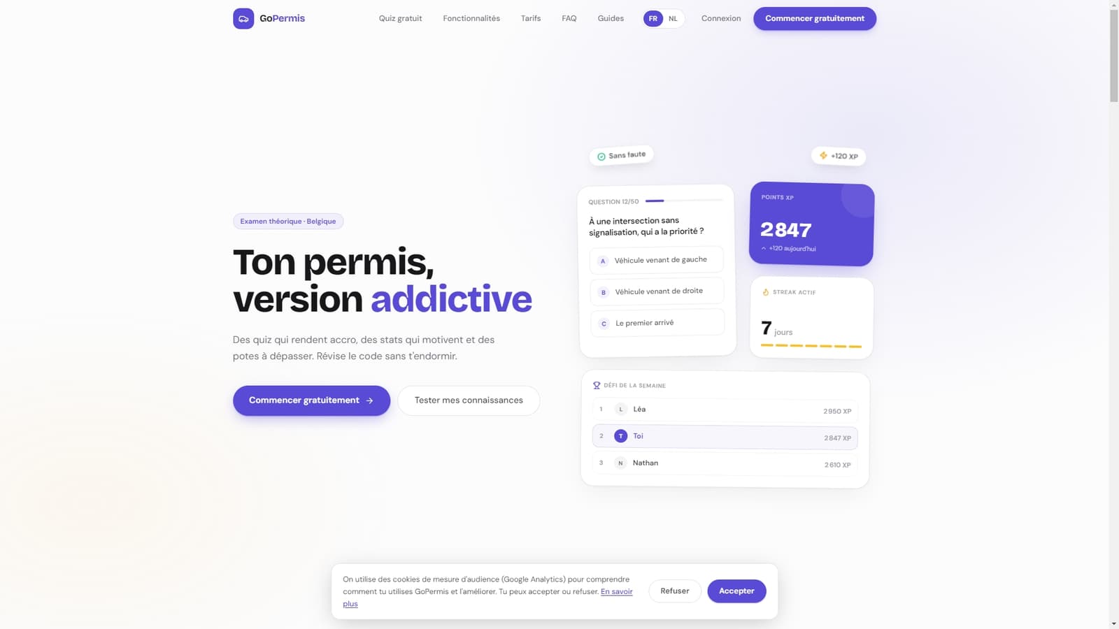 GoPermis — L'application qui prépare au permis théorique belge, en français et en néerlandais